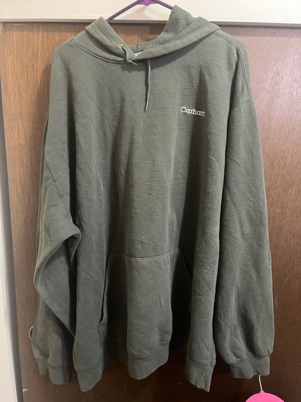Carhartt Olive Green Hooded Sweatshirt with Kangaroo Pocket